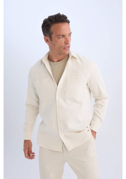 Relax Fit Polo Yaka Flanel Uzun Kollu Gömlek D1061AX24WN modelleri