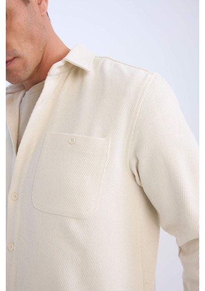 Relax Fit Polo Yaka Flanel Uzun Kollu Gömlek D1061AX24WN fırsatları