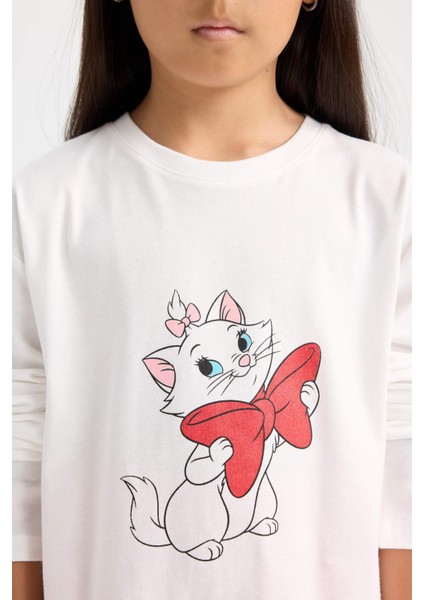 Kız Çocuk Aristocats Pijama Takımı Uzun Kollu Üst Beli Lastikli Uzun Alt D9833A824WN