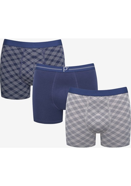 Check 3lü Çok Renkli Boxer