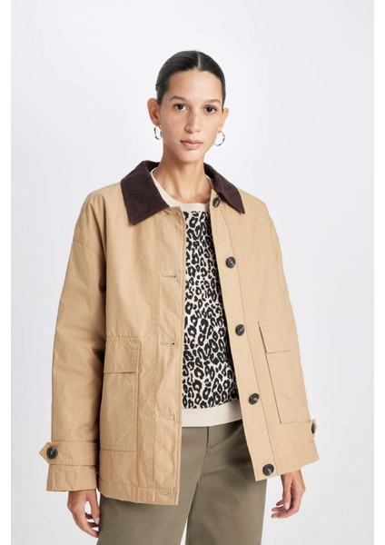 Polo Yaka Mevsimlik Hafif Mont Düğmeli Cepli Apoletli Basic Düz D6752AX24AU fiyatları