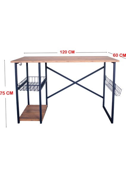 Çalışma Masası Takımı 120x60 Cm Bilgisayar, Ders, Ofis Masası Ve Siyah Katlaır Sandalye - Çam