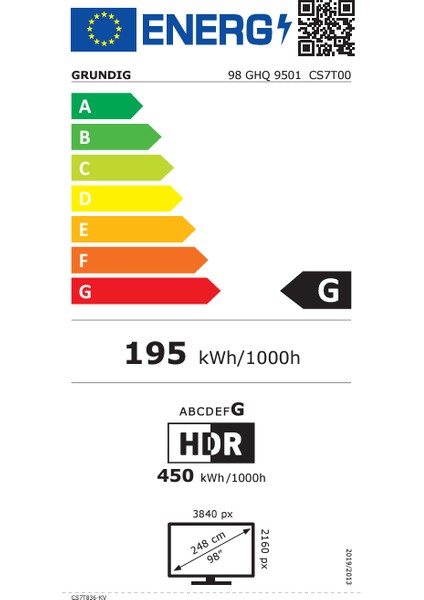 Grundıg 98 GHQ 9501 98'' 248 Ekran Uydu Alıcılı 4K Ultra HD Smart Android QLED TV