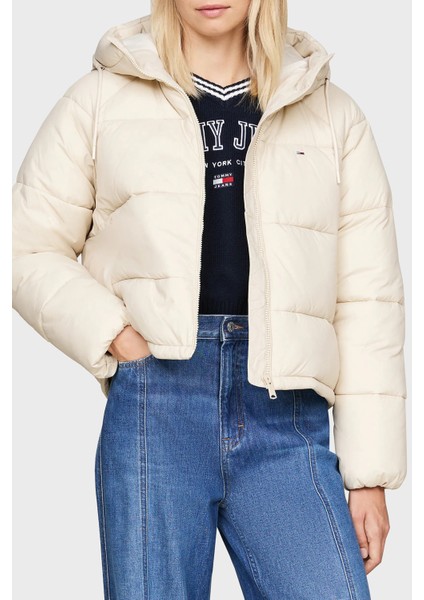 Regular Fit Kapüşonlu Dik Yaka Şişme Mont Bayan Mont DW0DW18841 Acg