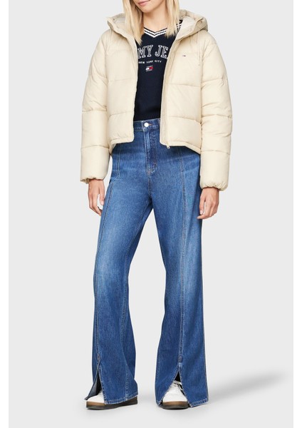 Regular Fit Kapüşonlu Dik Yaka Şişme Mont Bayan Mont DW0DW18841 Acg