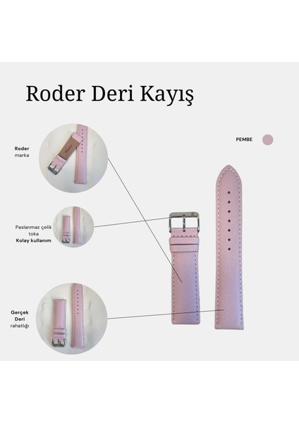 R4107 Roder Deri Kayış - Pınk - 22MM