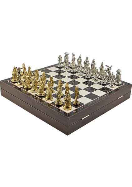 Gifthome Büyük Boy Metal Osmanlı-Bizans Satranç Tk. Parlak ve Ceviz Desenli Sandıklı Mdf TAHTASI(36X36 Cm.) fiyatları