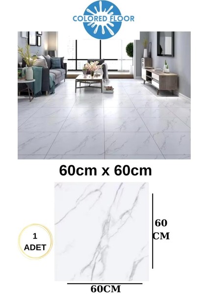 kendinden yapışkanlı yer zemin ve duvar kaplama paneli arkası kauçuklu 60 x 60 cm floor pvc panel 6216