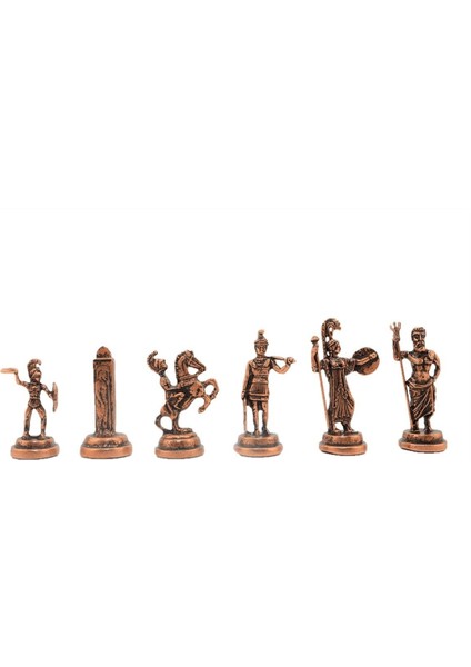 Gifthome Orta Boy Metal Yunan Mitolojisi Satranç Tk. Antik ve Mermer Desenli Sandıklı Mdf TAHTASI(36X36 Cm.)