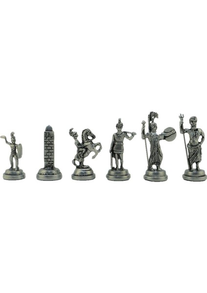 Gifthome Orta Boy Metal Yunan Mitolojisi Satranç Tk. Antik ve Mermer Desenli Sandıklı Mdf TAHTASI(36X36 Cm.)