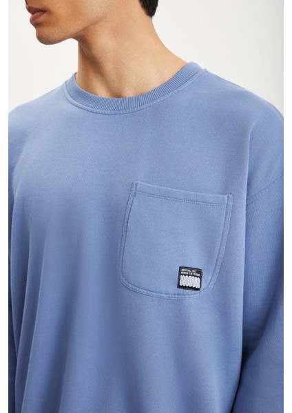 Dımıtrı Erkek Soluk Efektlı Ceplı Süs Etiketli Oversıze Fit Mavi Sweatshirt fırsatları