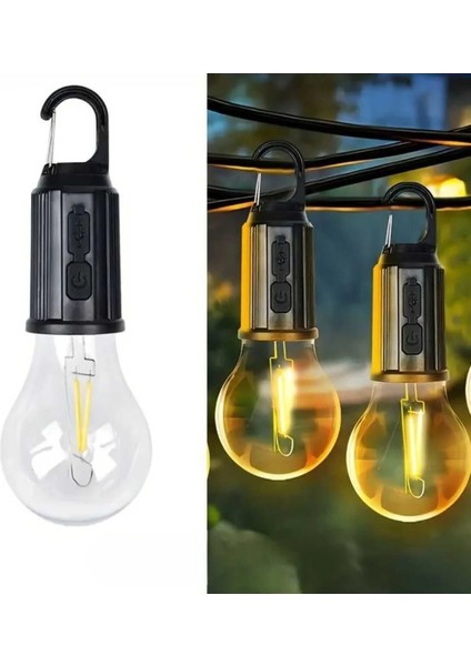 Askılı Kablosuz Şarj Edilebilir LED Ampul 3 Aydınlatma Modlu