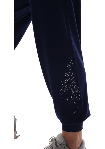 Kadın Taş Baskılı Lacivert Şalvar (Büyük Beden Seçeneğiyle) modelleri