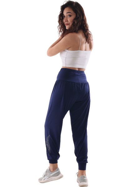 Kadın Taş Baskılı Lacivert Şalvar (Büyük Beden Seçeneğiyle) fırsatları