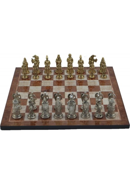 Gifthome Metal Satranç Takımı/seti; Büyük, Osmanlı&bizans, Parlak ve Mocha Desenli Satranç Tahtası modelleri
