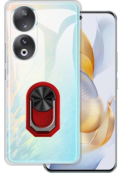 Honor 90 Kılıf Kickstand Yüzüklü Mat Silikon