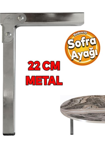 22 cm Metal Katlanır Siyah Taban Yer Sofrası - Sini Altı Mobilya Ayak