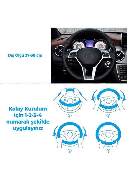 Oto Geçme Direksiyon Kılıfı Desenli Kırmızı Dikişli Suni Deri Siyah Renk TEQ-014BK/RD indirimleri