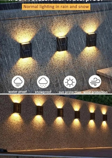 4 Adet Yeni Model Solar Çift Taraflı Duvar Lambası Güneş Enerjili Aydınlatma Dekorasyon Aplik Işık