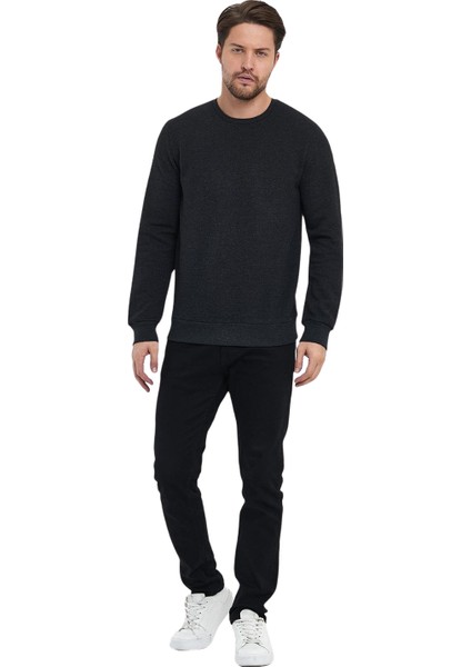 Erkek Şardonlu Sıfır Yaka Sweat