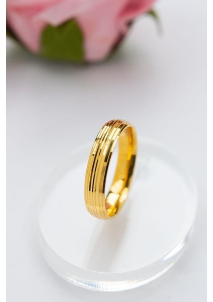 22 Ayar Altın Çizgi Bombeli Alyans Nişan Yüzüğü LKYZK1528