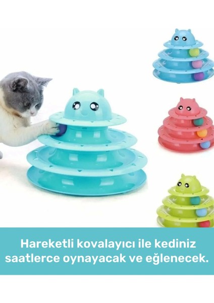 Özel Üretim Dayanıklı Kaymaz Kauçuk Pedli 3 Toplu Eğlenceli 3 Katlı Kedi Oyuncağı 19,5 x 24cm fiyatları