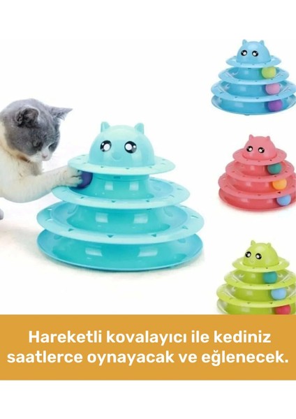 Özel Üretim Dayanıklı Kaymaz Kauçuk Pedli 3 Toplu Eğlenceli 3 Katlı Kedi Oyuncağı 19,5 x 24cm fiyatları