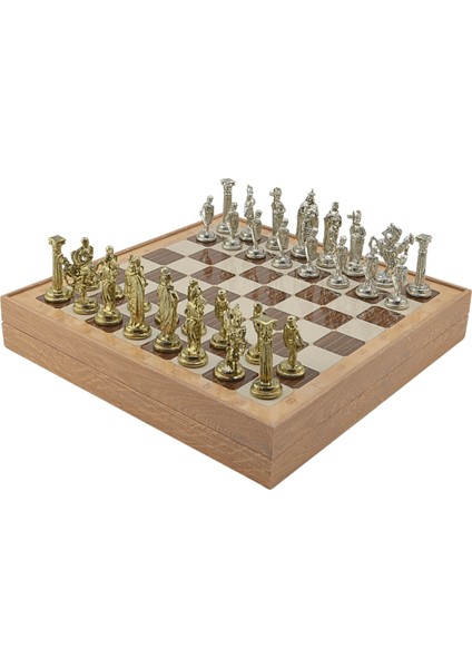 Gifthome Büyük Boy Metal Ingiliz Satranç Takımı Parlak ve Rustik Desenli Sandıklı Mdf TAHTASI(36X36X6 Cm.) modelleri