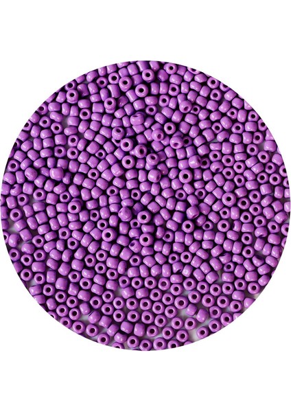 Mor Renk 4 mm Yaklaşık 660 Adet / 60 Gram Cam Boncuk Oya Yazma Bileklik ve Kolye