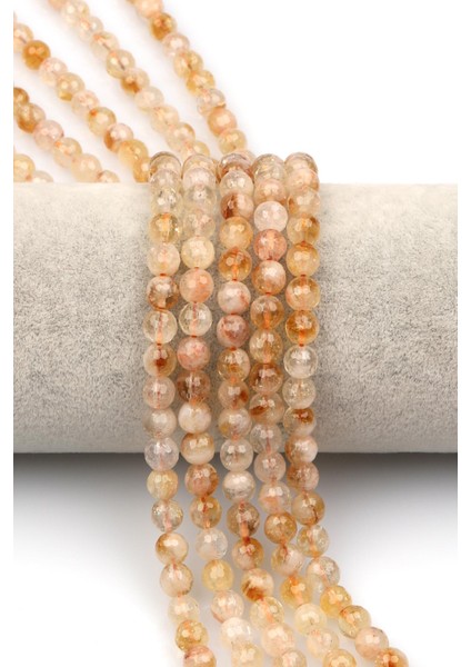 Sitrin Doğal Taş Dizi 6 mm Fasetli Küre Kesim