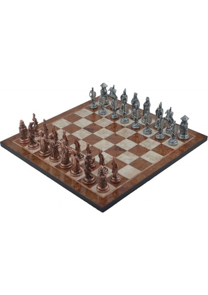 Gifthome Metal Satranç Takımı/seti; Büyük, Osmanlı&bizans, Antik ve Mocha Desenli Satranç Tahtası
