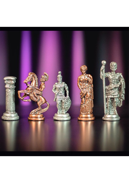 Gifthome Battal Boy Metal Roma Satranç Takımı Antik ve Katlanır Ceviz Desenli Mdf Satranç Tahtası (43X43 Cm.) modelleri