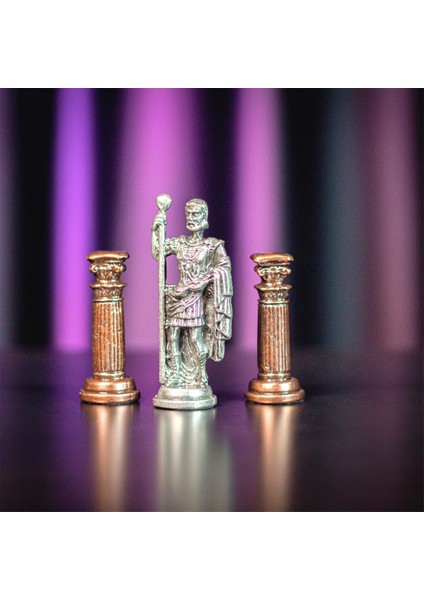 Gifthome Battal Boy Metal Roma Satranç Takımı Antik ve Katlanır Ceviz Desenli Mdf Satranç Tahtası (43X43 Cm.) fırsatları