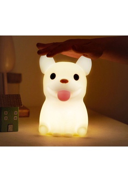 Little Bulldog Silikon Gece Lambası / Ortam Işığı / Yatak Odası Başucu Lambası, USB Arayüzü Şarj Arkadaşı Uyku Işığı Tutam Sensörü Işığı (Yurt Dışından)
