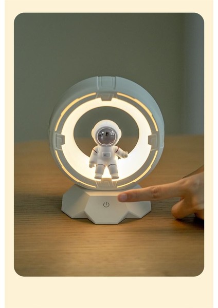 Spaceman Silikon Gece Lambası / Ortam Işığı / Yatak Odası Başucu Lambası, USB Arayüzü Şarj Arkadaşı Uyku Musluk Sensörü Işığı (Yurt Dışından)