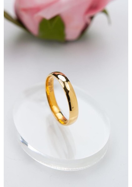 22 Ayar Altın 4mm Düz Bombeli Alyans Nişan Yüzüğü LKYZK1530