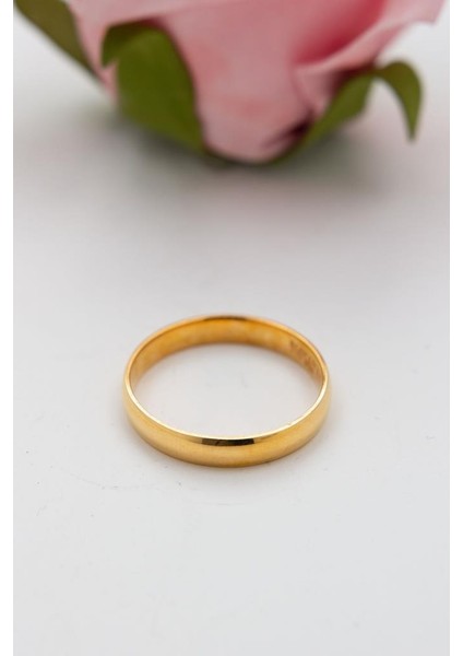 22 Ayar Altın 4mm Düz Bombeli Alyans Nişan Yüzüğü LKYZK1530 modelleri