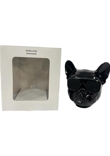 Orta Boy (10*10*9cm) Bulldog Köpek Başlı Bluetooth Hoparlör, Taşınabilir Tws Kablosuz Ses (Yurt Dışından)