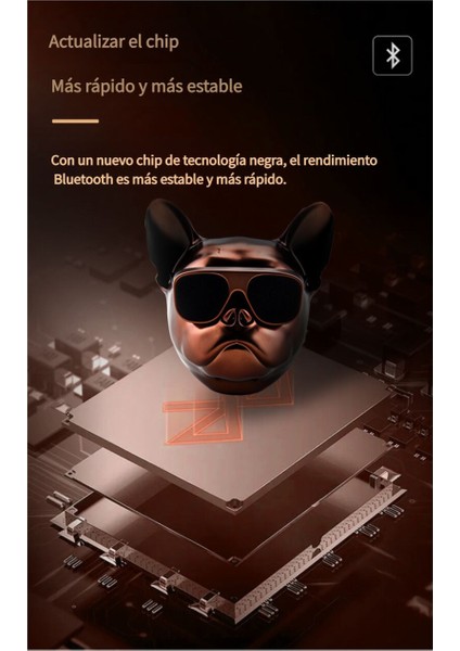 Orta Boy (10*10*9cm) Bulldog Köpek Başlı Bluetooth Hoparlör, Taşınabilir Tws Kablosuz Ses (Yurt Dışından)