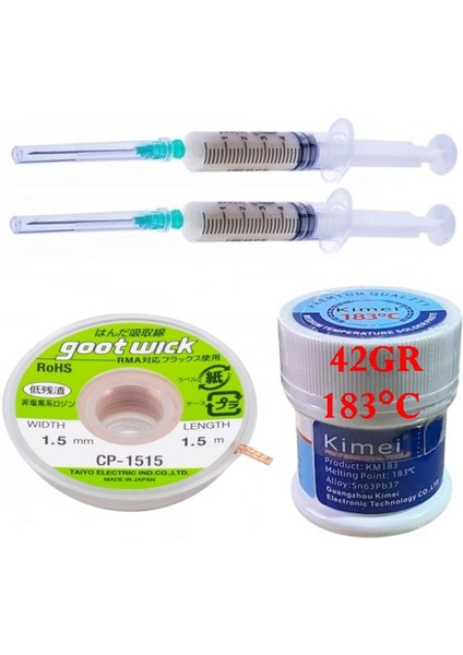 Krem Lehim Solder Paste 183°C Uyumlu 42 gr Flux Lehim Toplama CP-1515 Lehim Emme Teli 1,5 mm