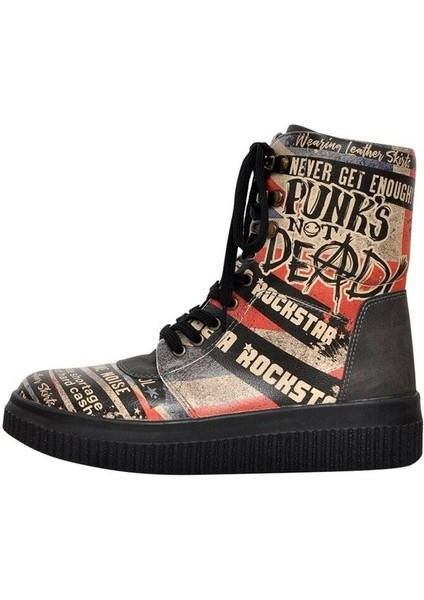 Kadın Vegan Deri Siyah Uzun Bot - British Punk Tasarım fiyatları