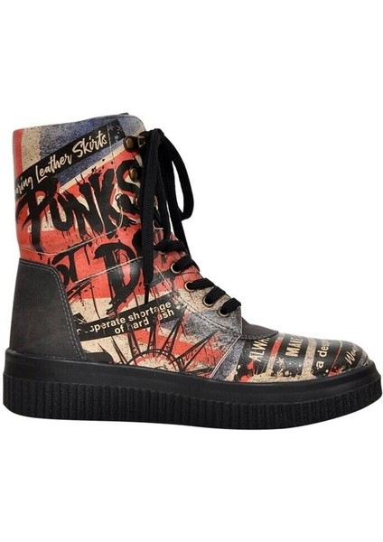 Kadın Vegan Deri Siyah Uzun Bot - British Punk Tasarım fırsatları