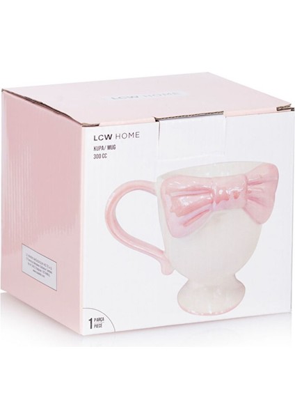 Beyaz Fiyonk Desenli Prenses Seramik Kupa 300 ml fırsatları