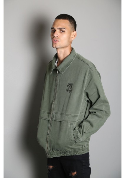 Oversize Haki Baskılı Erkek Fermuarlı Bomber Kot Ceket fırsatları