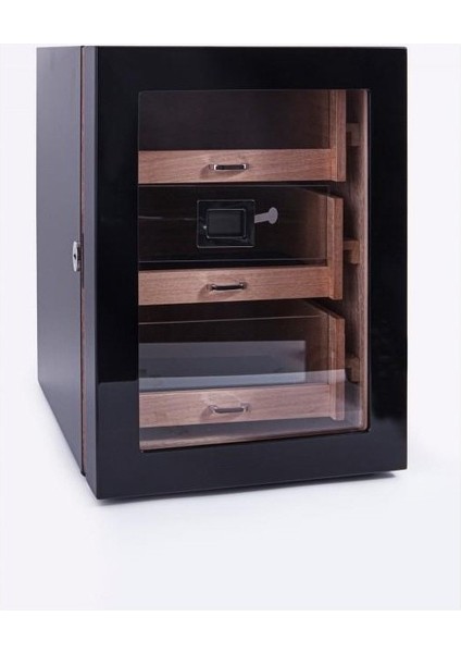 Humidor / Üç Katlı Puro Saklama Kutusu - Siyah 0119