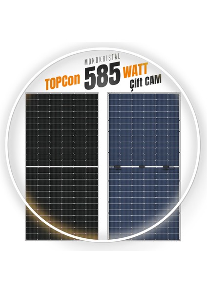 Topcon 585W Watt Güneş Paneli Monokristal 144 Hücre Solar Panel