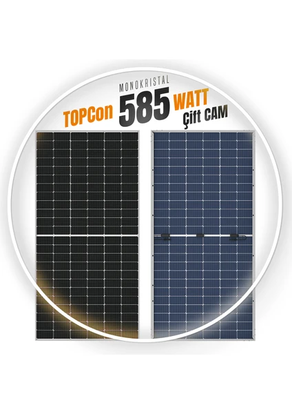 Sistem Solar Topcon 585W Watt Güneş Paneli Monokristal 144 Hücre Solar Panel