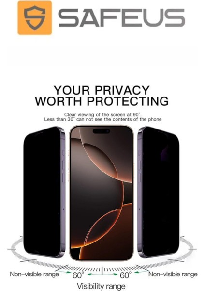 iPhone 16 Pro Max Tam Kaplayan Hayalet Toz Filtreli Ekran Koruyucu Cam