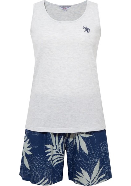 Kadın Mavi Melanj Şort Takım