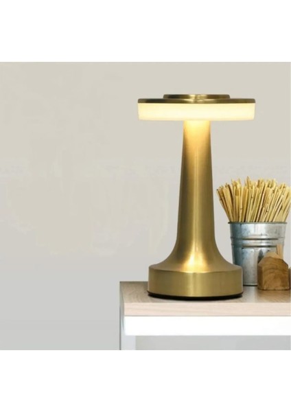 Dekoratif Şarjlı Dokunmatik LED Metal Masa Lambası USB Kablolu Abajur ve Gece Lambası Altın fırsatları